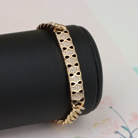 "Elegant Infinity Pattern Rose Gold Bracelet with Sparkling CZ Stones, XPBL0965 - Picture 1 of 12